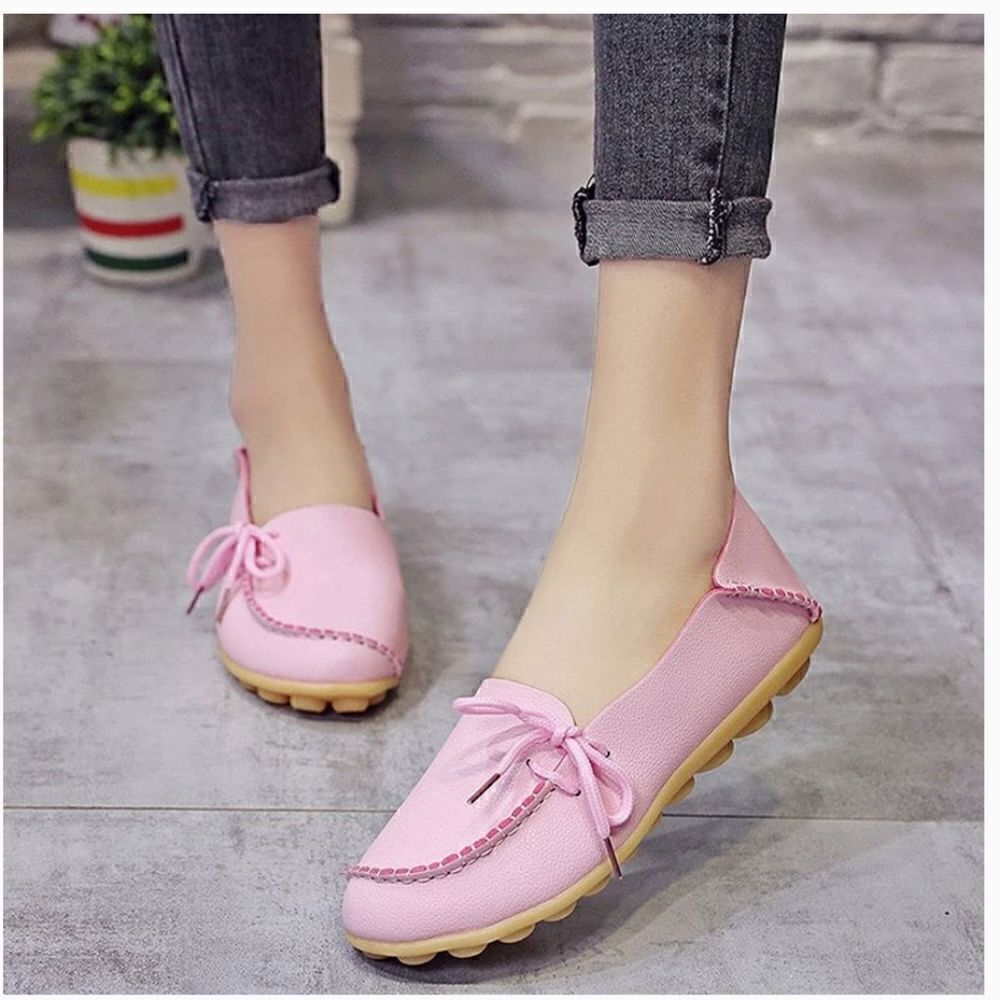 Slip on All Season Pink Moccasin Loafers - Picture 2 of 9